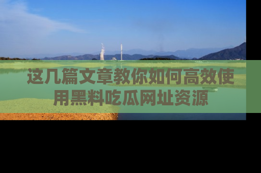 这几篇文章教你如何高效使用黑料吃瓜网址资源